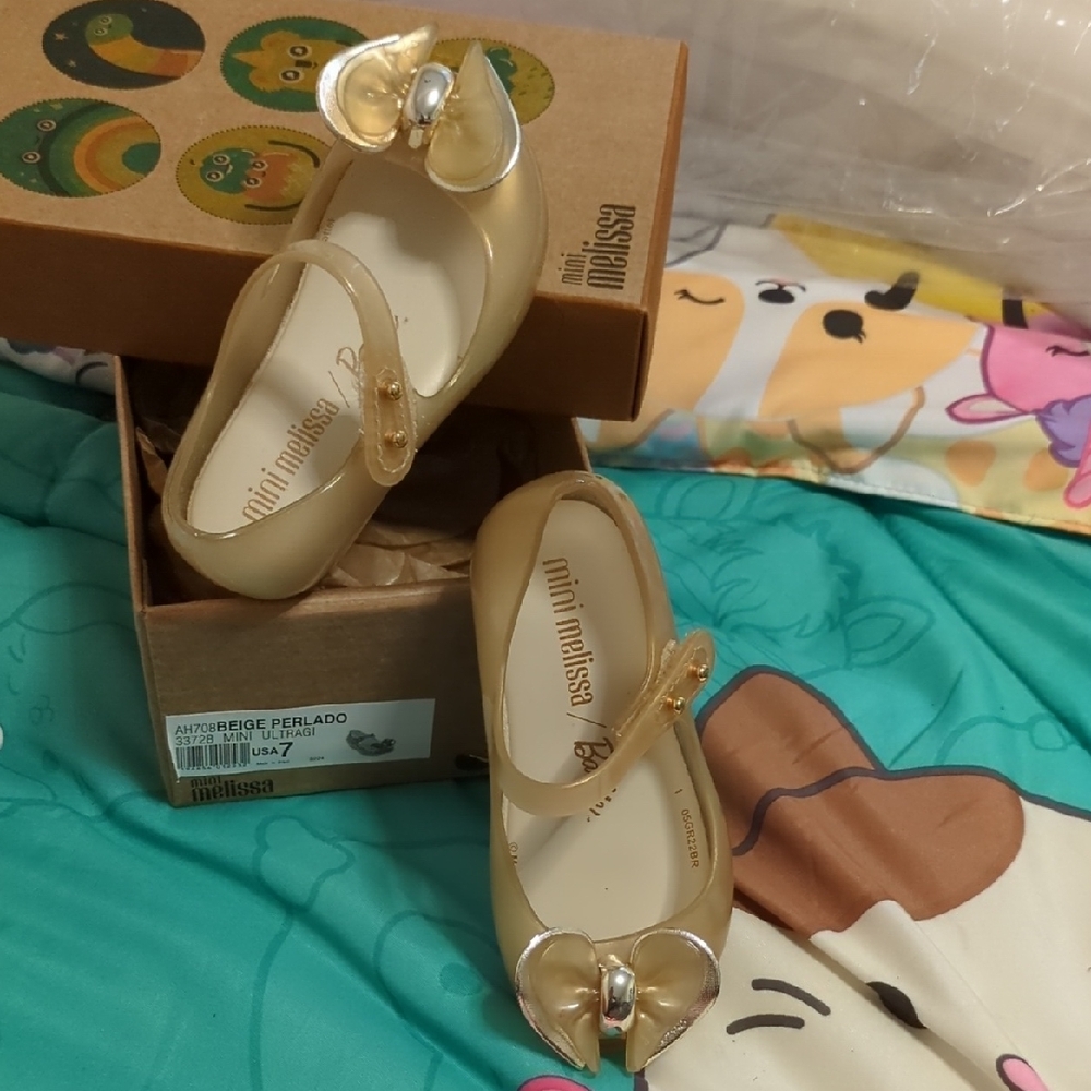 Mini Melissa Pearl Gold Kids Dress Shoes